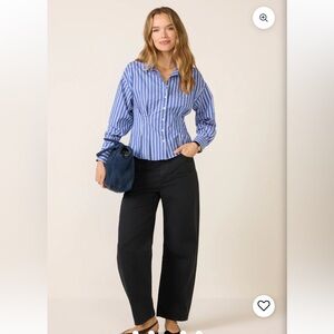EVEREVE Mara Striped Corset Button-Down – Medium